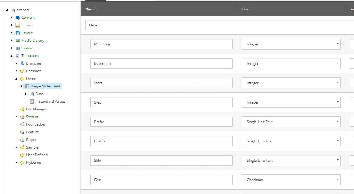 field templates sitecore