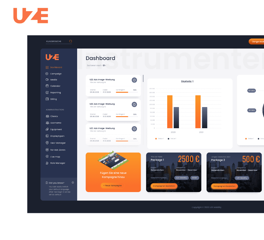 Startpage-Dashboard – UZE