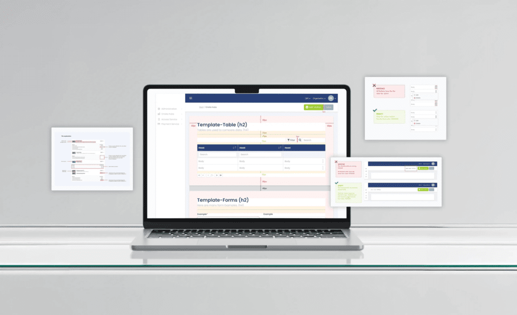 A silver laptop displaying the ticketing portal's UI layout